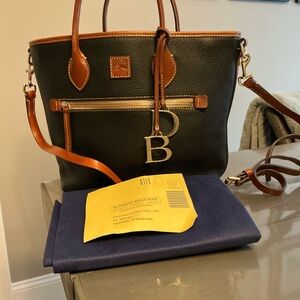 Dooney & Bourke Black and Brown Tote with Leather Trim
